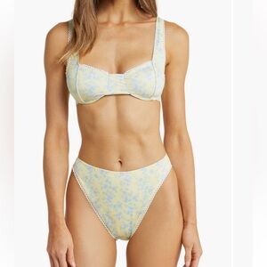 Yellow & Blue Floral Bikini Set - Women's Swim